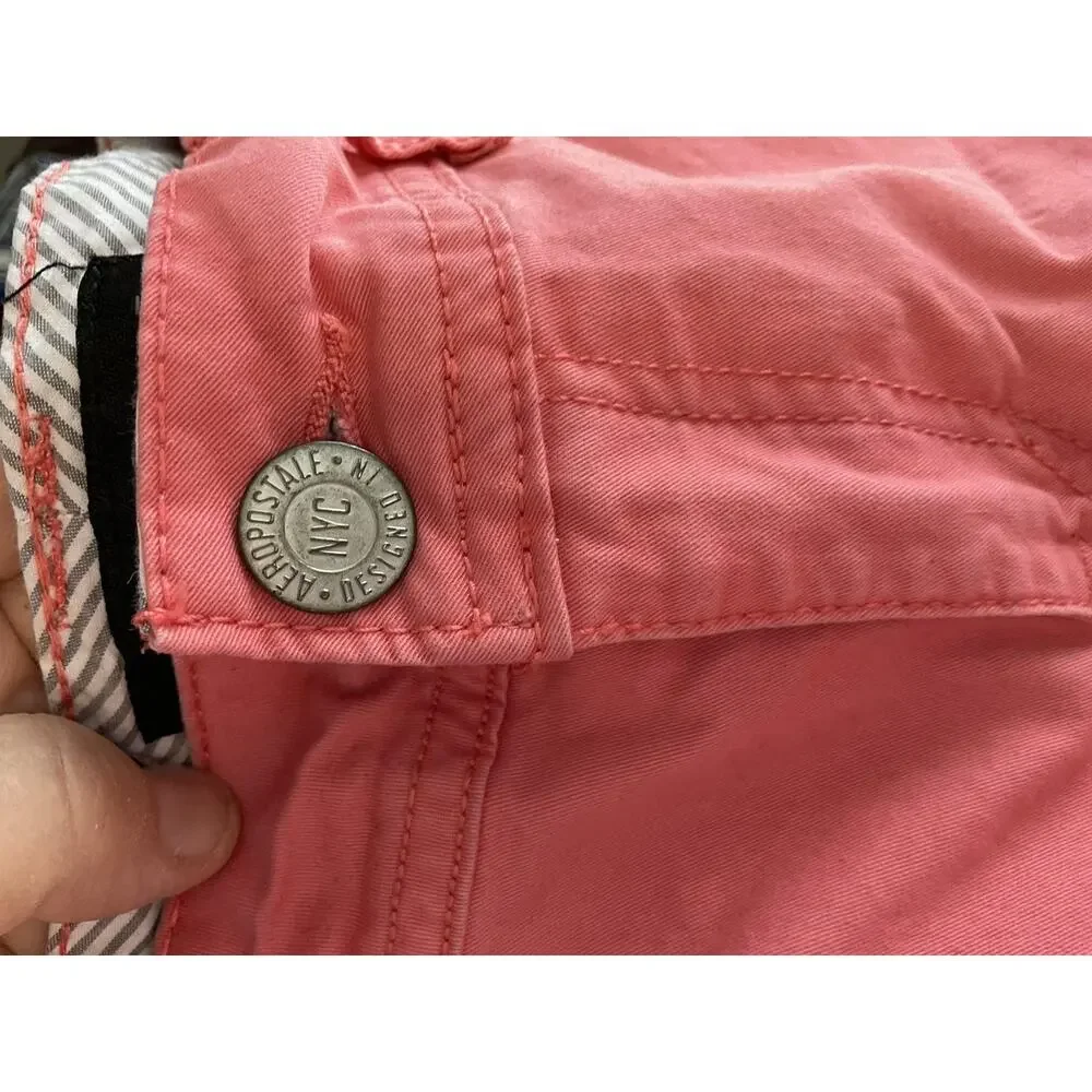 Aéropostale‎ Shorts Womens 4 Pink Chino Short Cuffed Twill Casual Pockets
